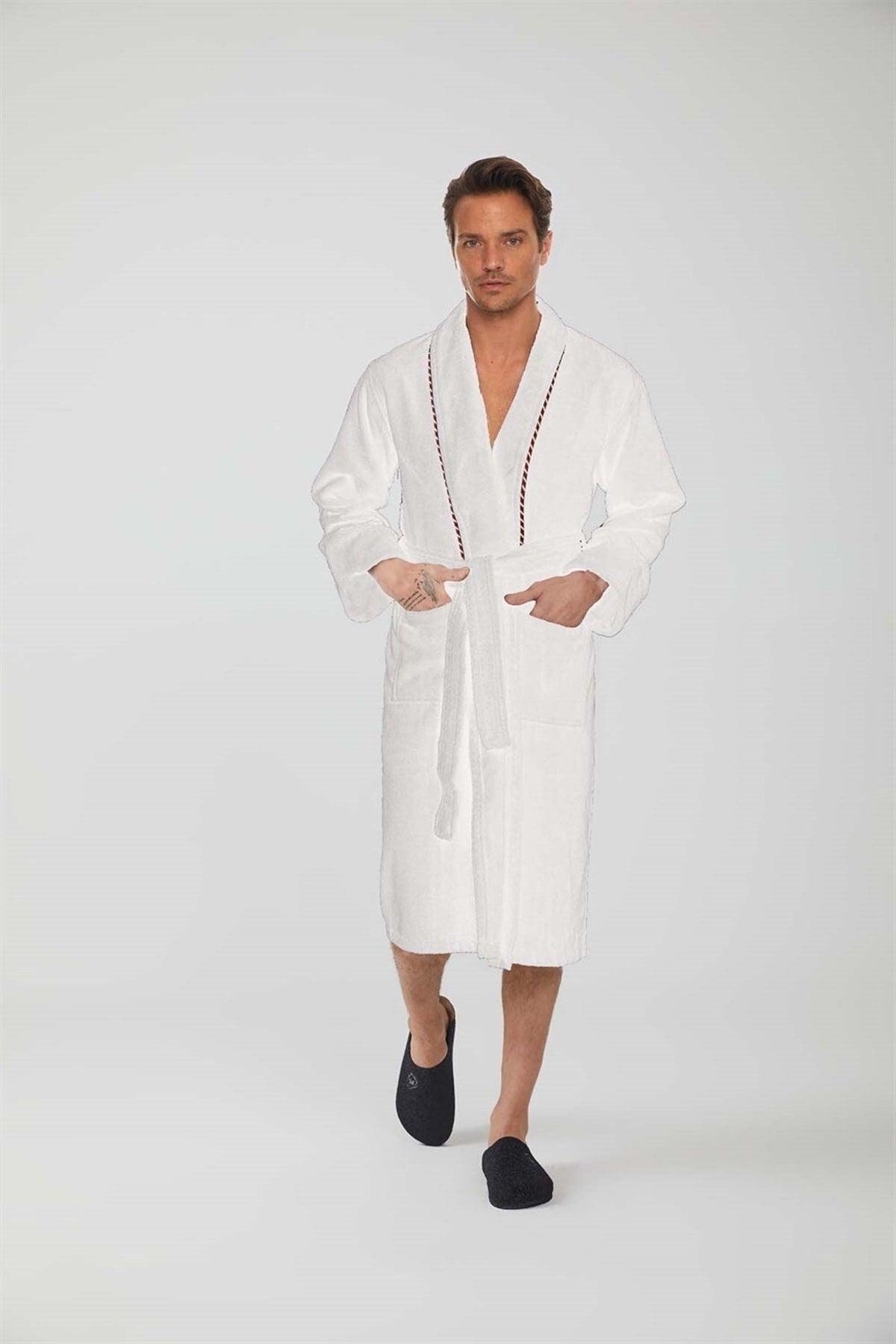 100% Cotton Piping Special Design Extra Soft Men's Bathrobe - Swordslife