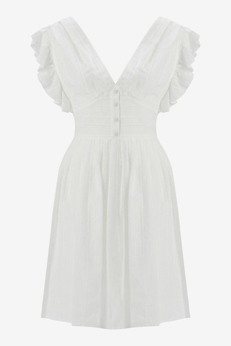 White Scalloped Sleeveless Midi Dress - Swordslife