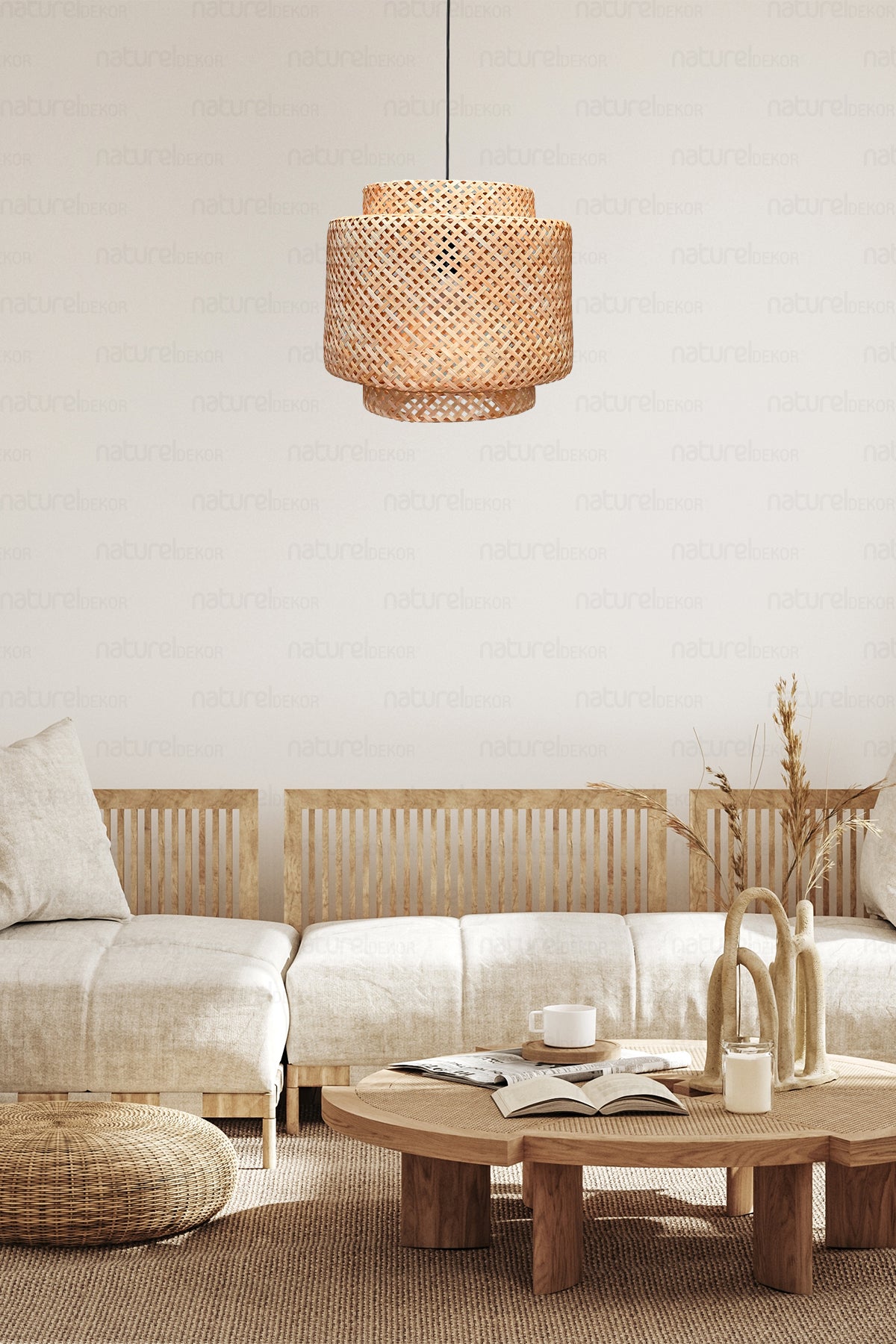Sinnerlig Bamboo Chandelier 30Cm - Scandinavian, Modern, Bohemian, Rattan Chandelier, Lighting