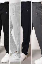 Multicolor Men'S Zipper Pocket Embroidery Detailed Straight Leg Casual Fit 4-Pack Of Sweatpants