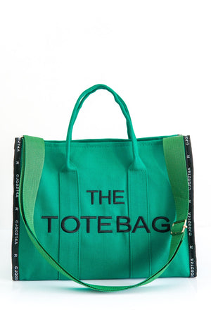 Pearl Women Green Tote Bag Canvas Long Strap Bag Shoulder Bag
