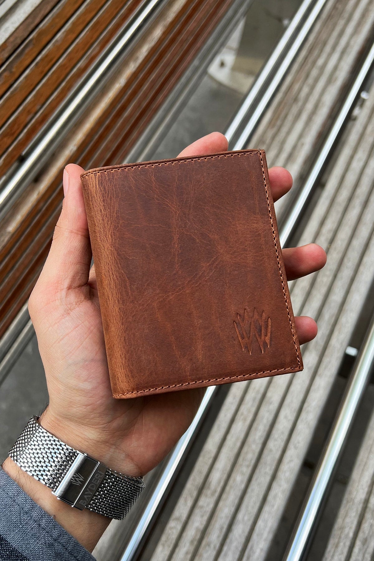 Genuine Leather Crazy Tobacco Handy Men'S Wallet