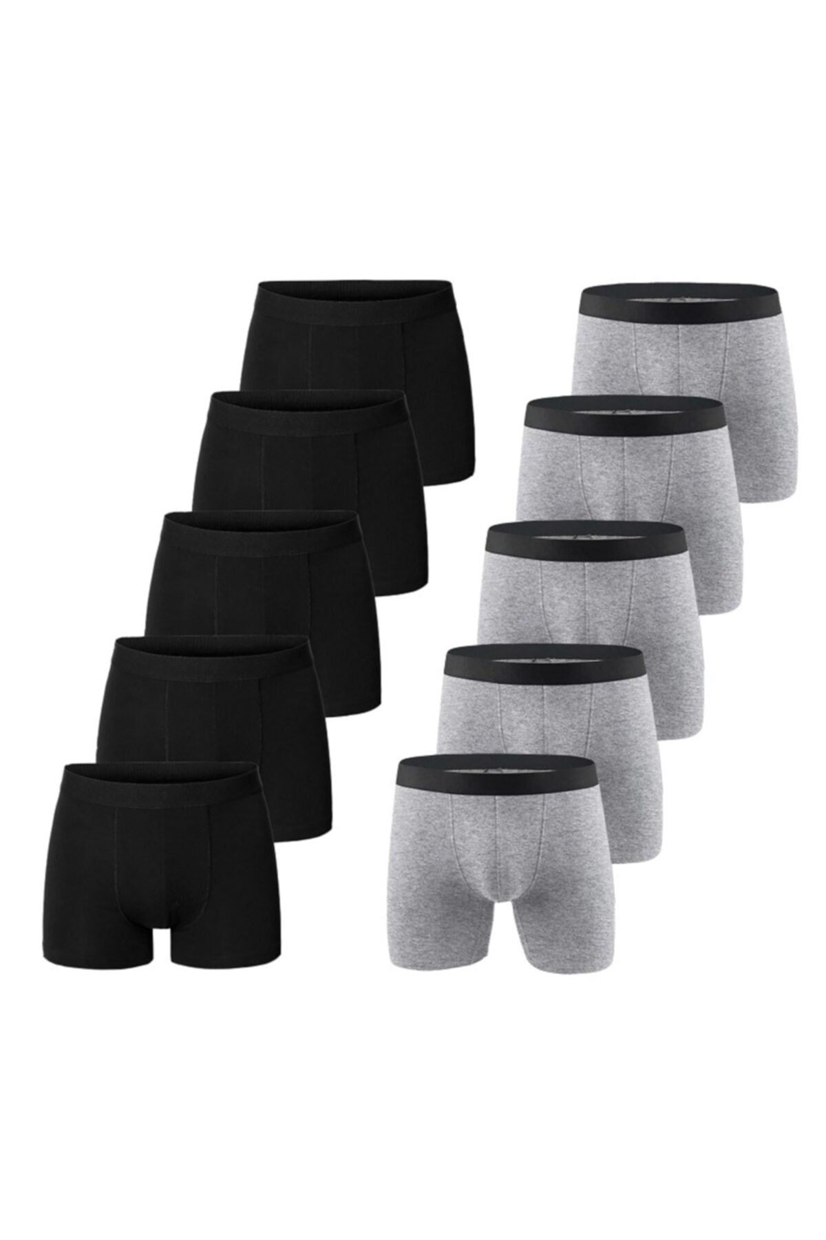 Men'S Black Gray Lycra Boxer 10 Pack