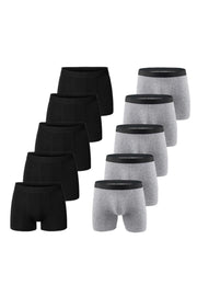Men'S Black Gray Lycra Boxer 10 Pack