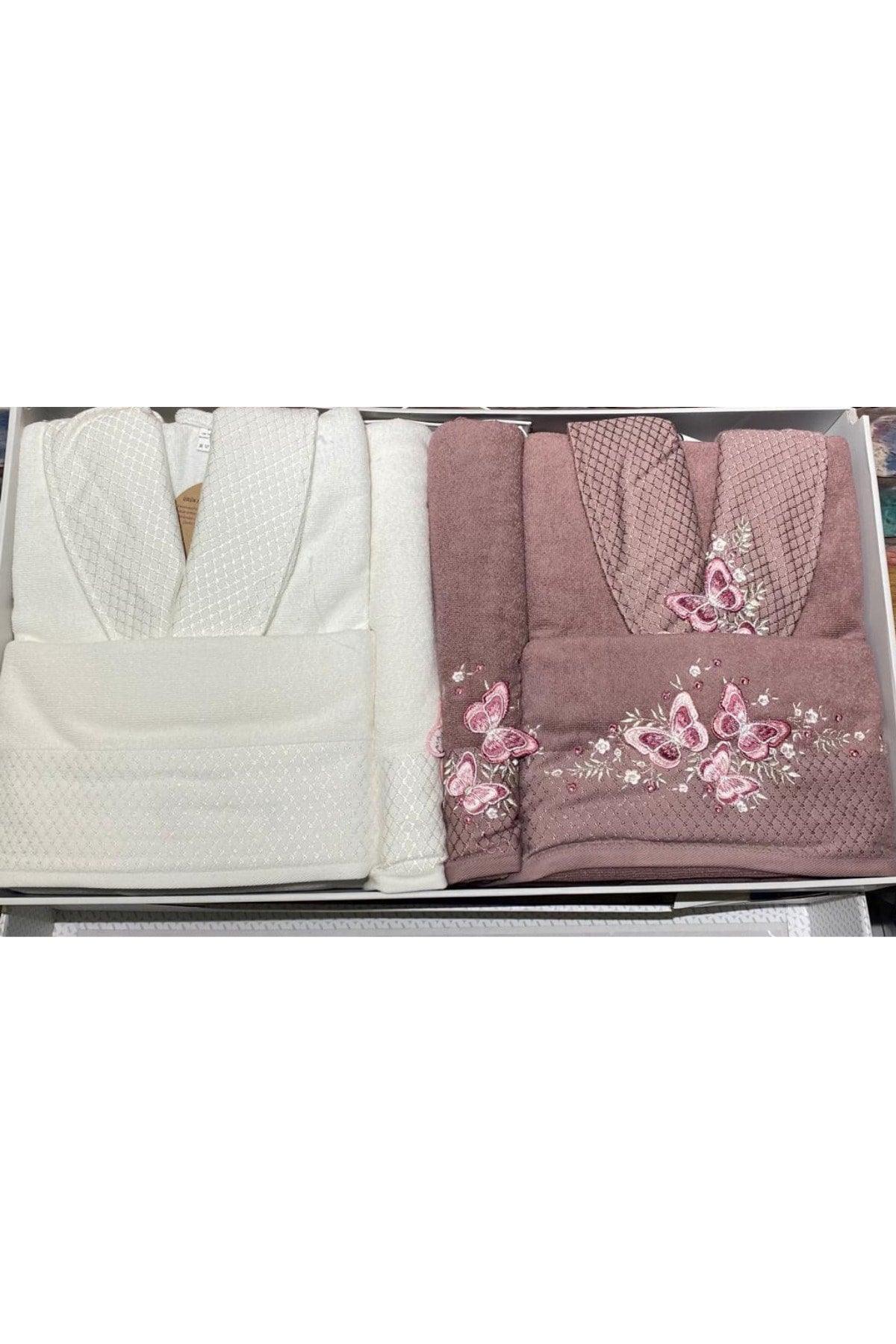 Mariposa Cream Plum Family Bathrobe Set - Swordslife