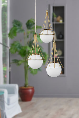 Lapis 3Rd Chandelier Gold-White Glop Glass