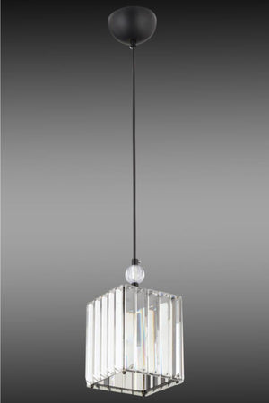 Dolunay Single Black K-15 Stone Chandelier With Crystal Stone Plumbing