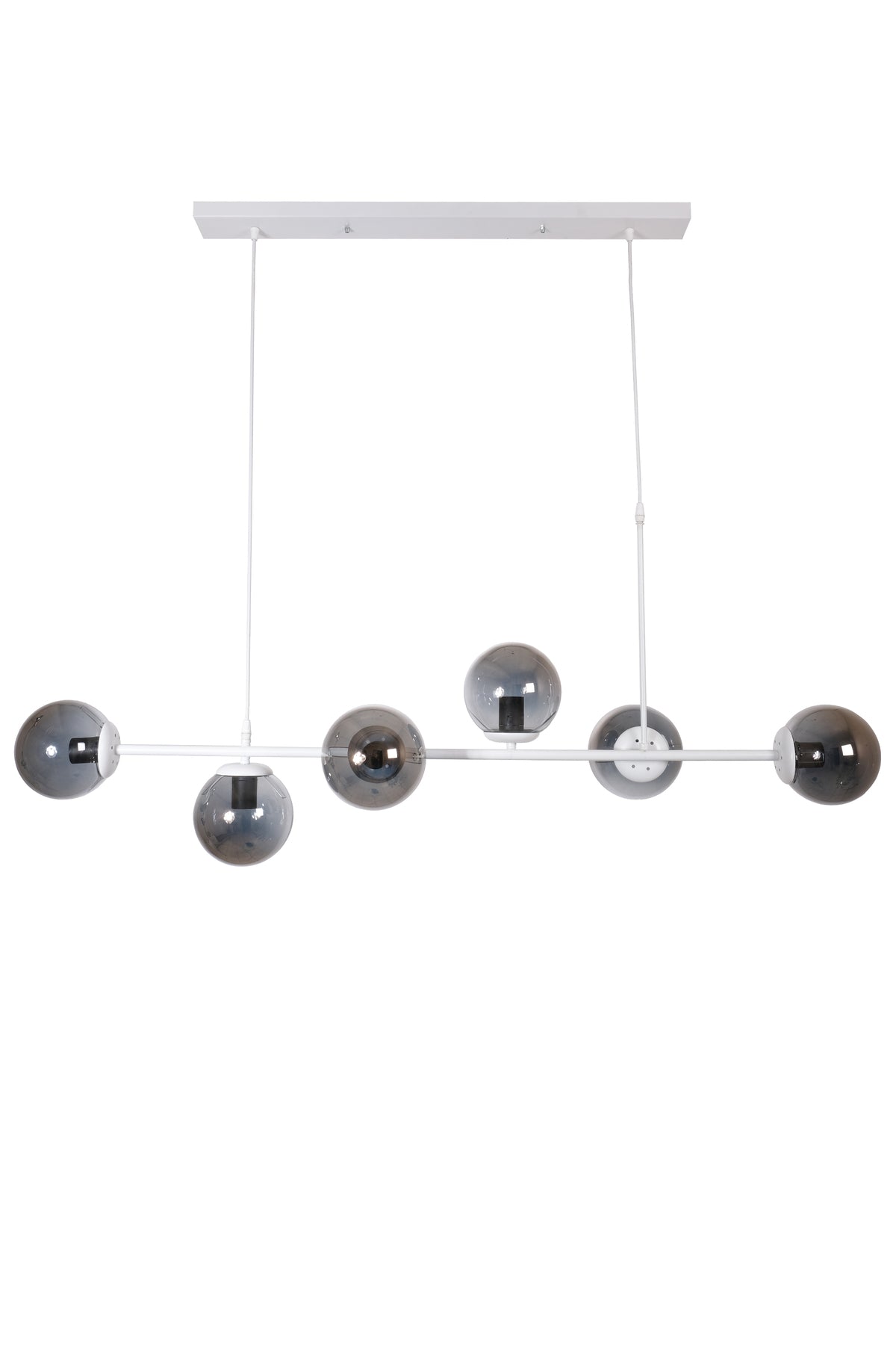 Simao Modern Design White Color Smoked Glass Living Room - Dining Table Top - Kitchen 6-Piece Chandelier