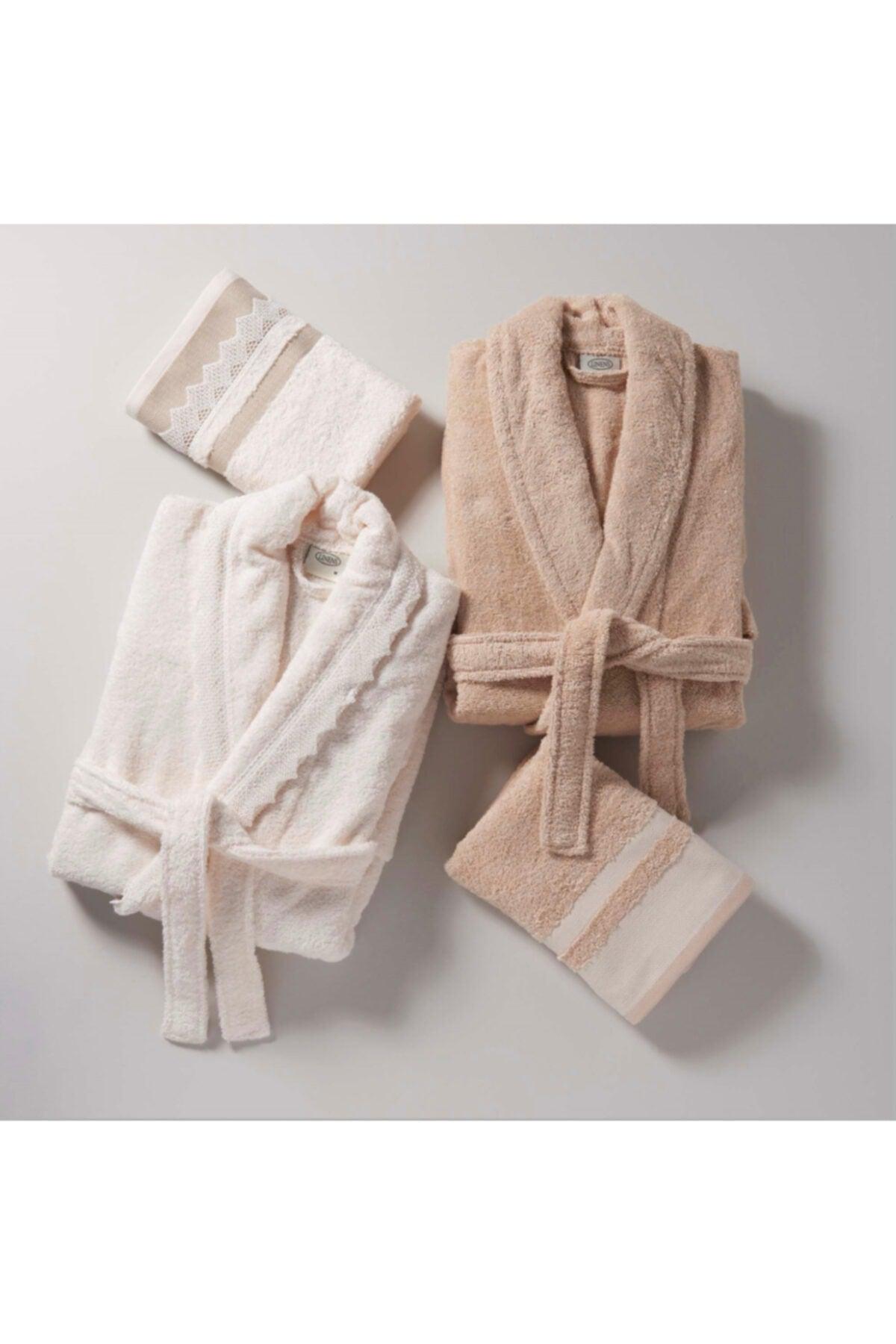 Malta 4-Piece Family Bathrobe Set Ecru Taba - Swordslife