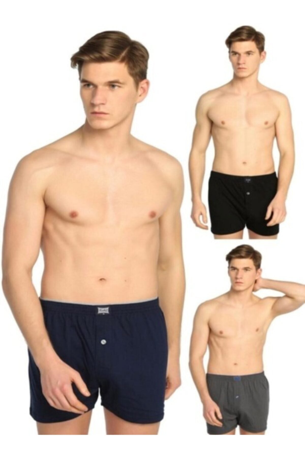 Men's Mixed Color Boxer Black Color Rib Athlete 6 Pack