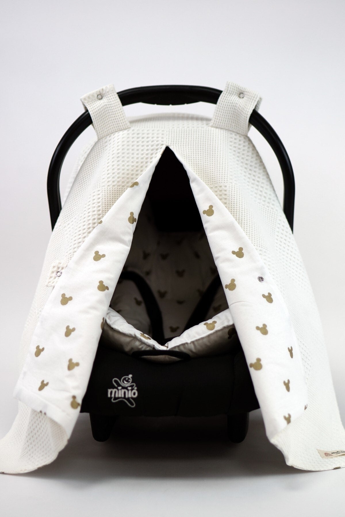 Cream/Gold Glitter Mickey Stroller Cover And Cushion
