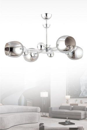Nairobi 4-Piece Silver Smoked Opaque Glass Chandelier