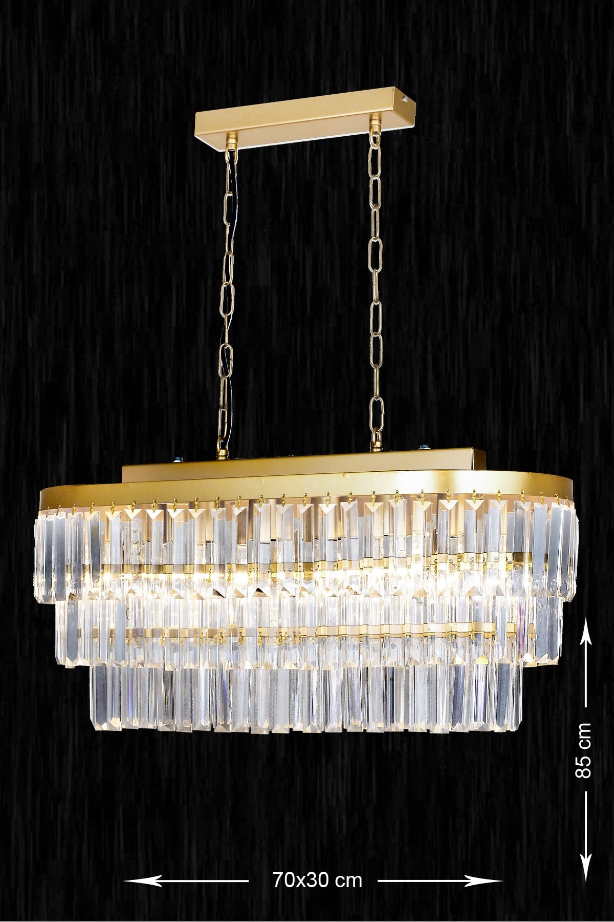 Linsa 70X30 Cm Crystal Glass Stone Luxury Chandelier Above The Dining Table - (Yellow Gilding)