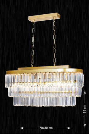 Linsa 70X30 Cm Crystal Glass Stone Luxury Chandelier Above The Dining Table - (Yellow Gilding)