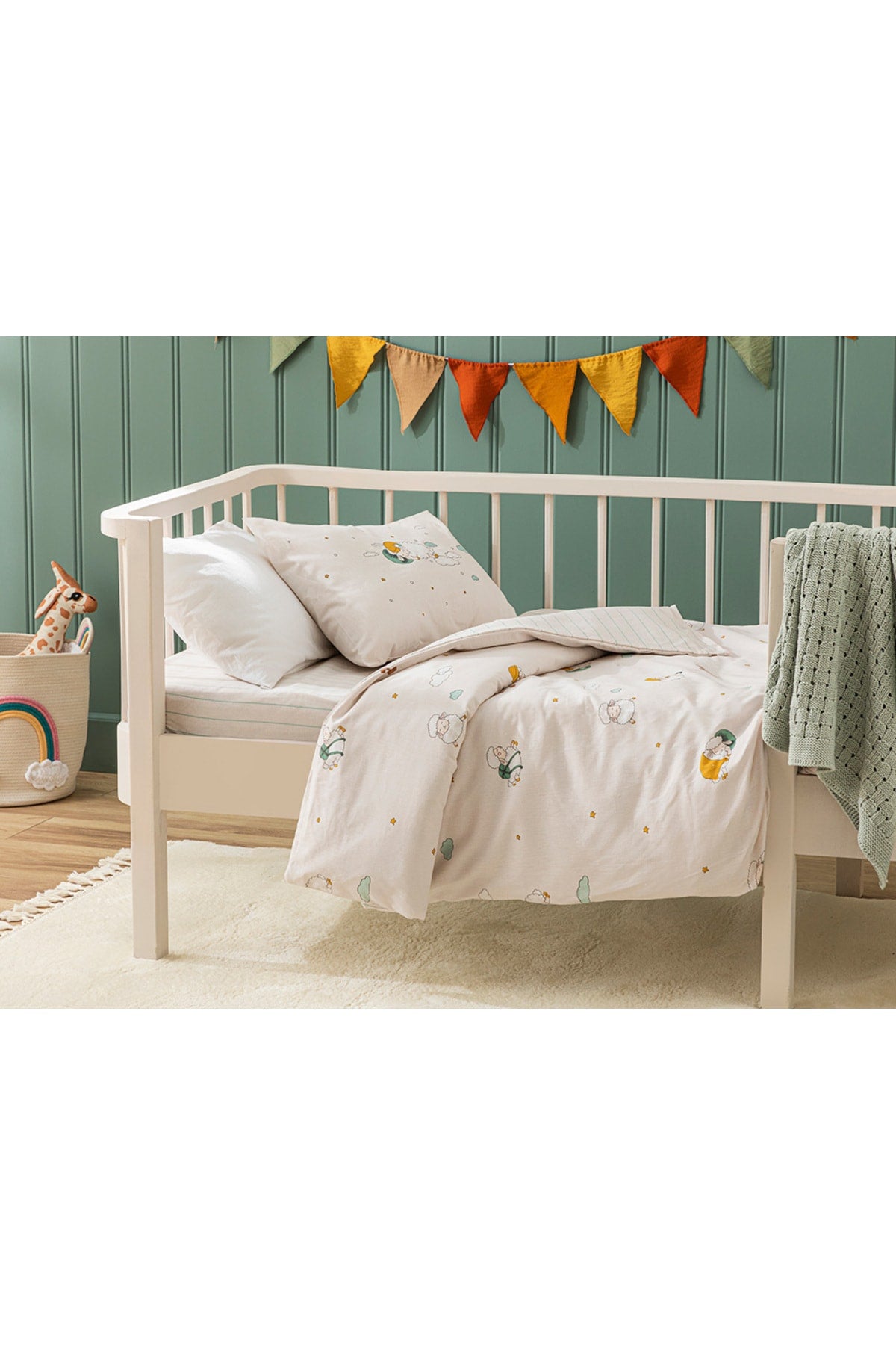 Lamb Cotton Unisex Baby Duvet Cover Set 100X150 Cm Beige
