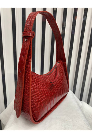 Red Women'S Crocodile Baguette Bag