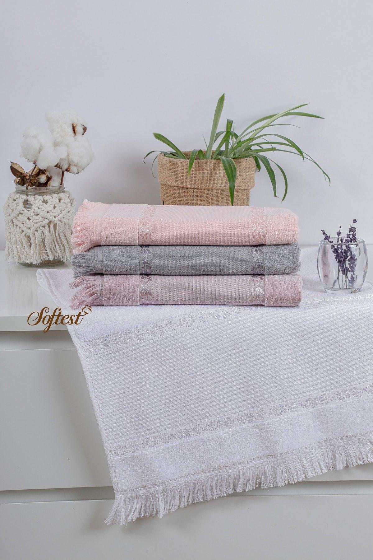 4 Pieces 4 Colors 50x90 Etamine Hollow Fringed Towel Set, Serra Series Dowery Jacquard Towel - Swordslife