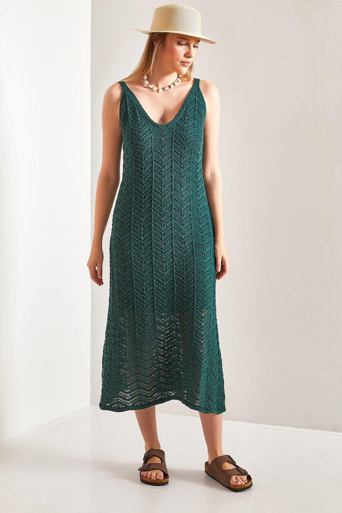 Women's Strap Openwork Summer Knitwear Dress - Swordslife