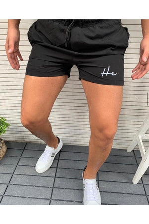 Men'S Black Solid Color Pocket Model Marine Shorts Swimsuit