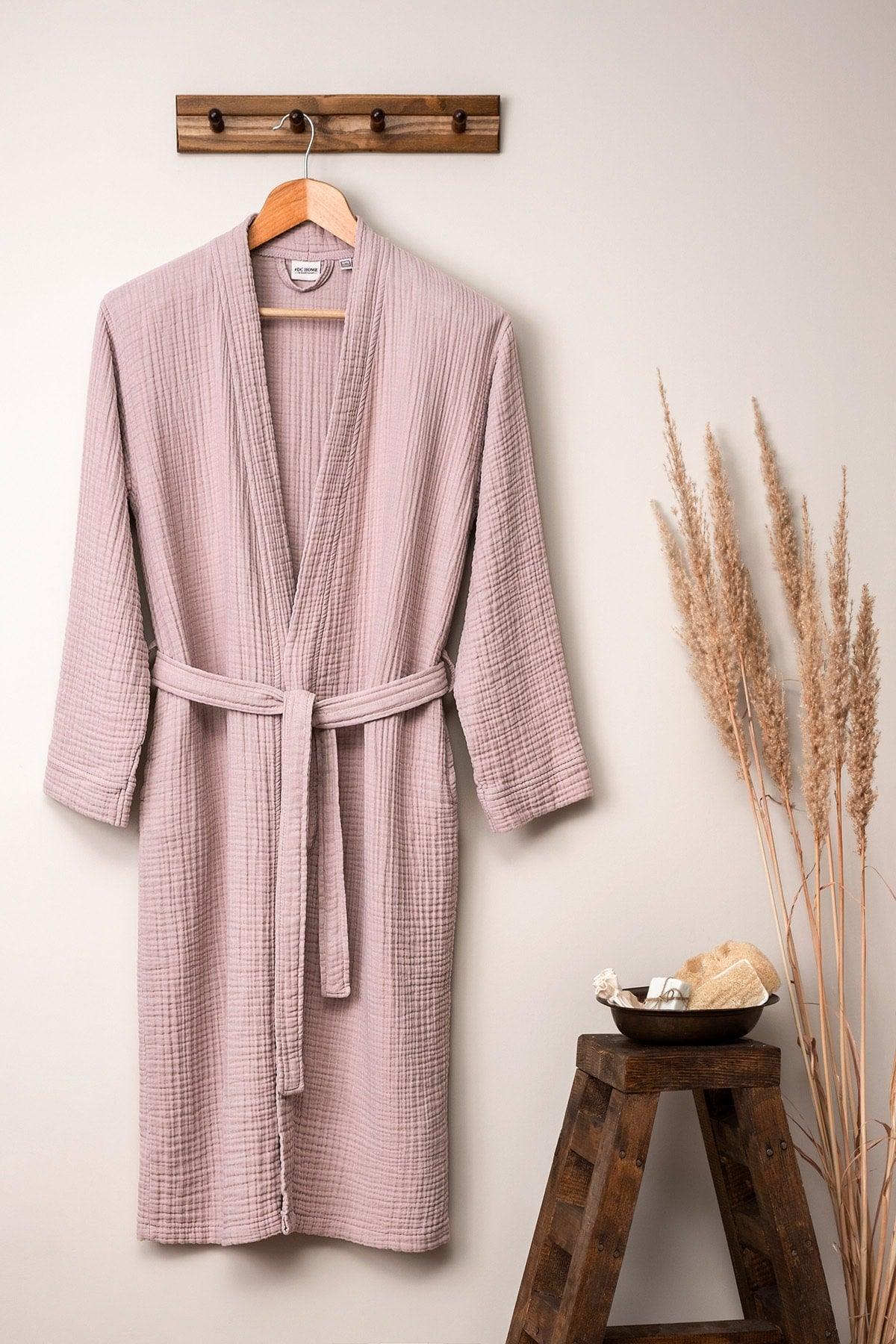 Unisex Kimono Muslin Bathrobe Powder - Swordslife