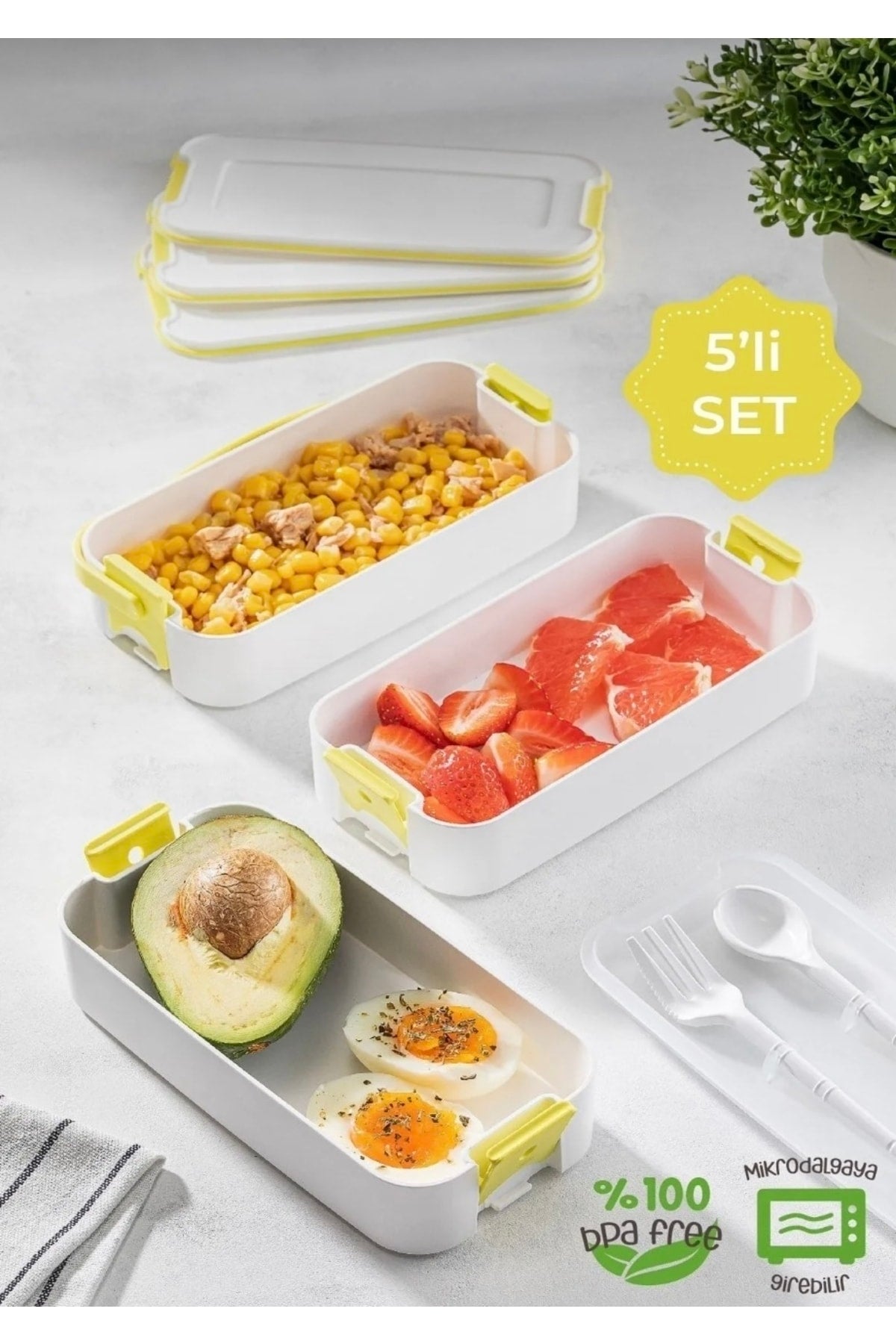 3 Layer Portable Lunch Box Diet Nutrition Storage Container with Fork and Spoon