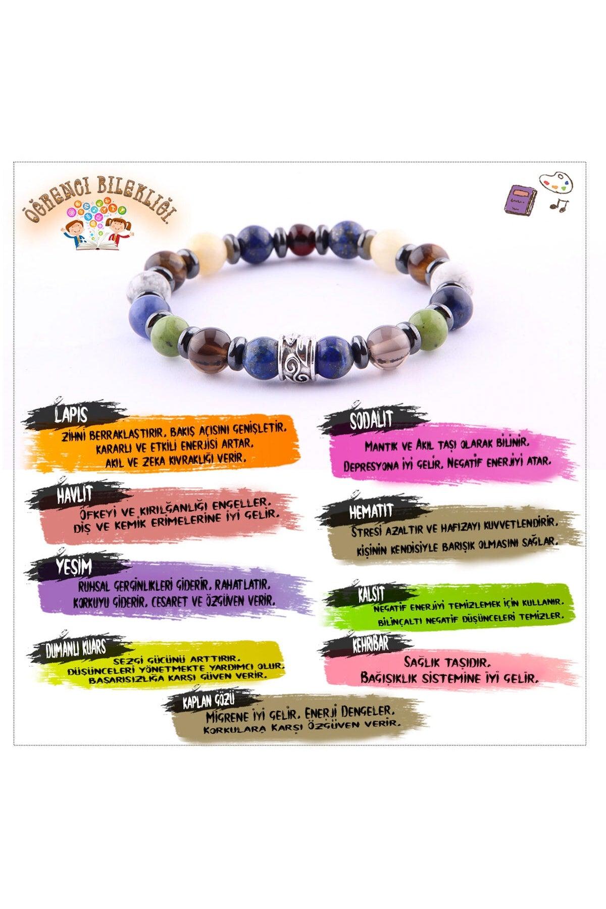 Student Bracelet Lapis smoky Quartz-jade-chrysocolla-howlite-hematite-pink Quartz-amber - Swordslife