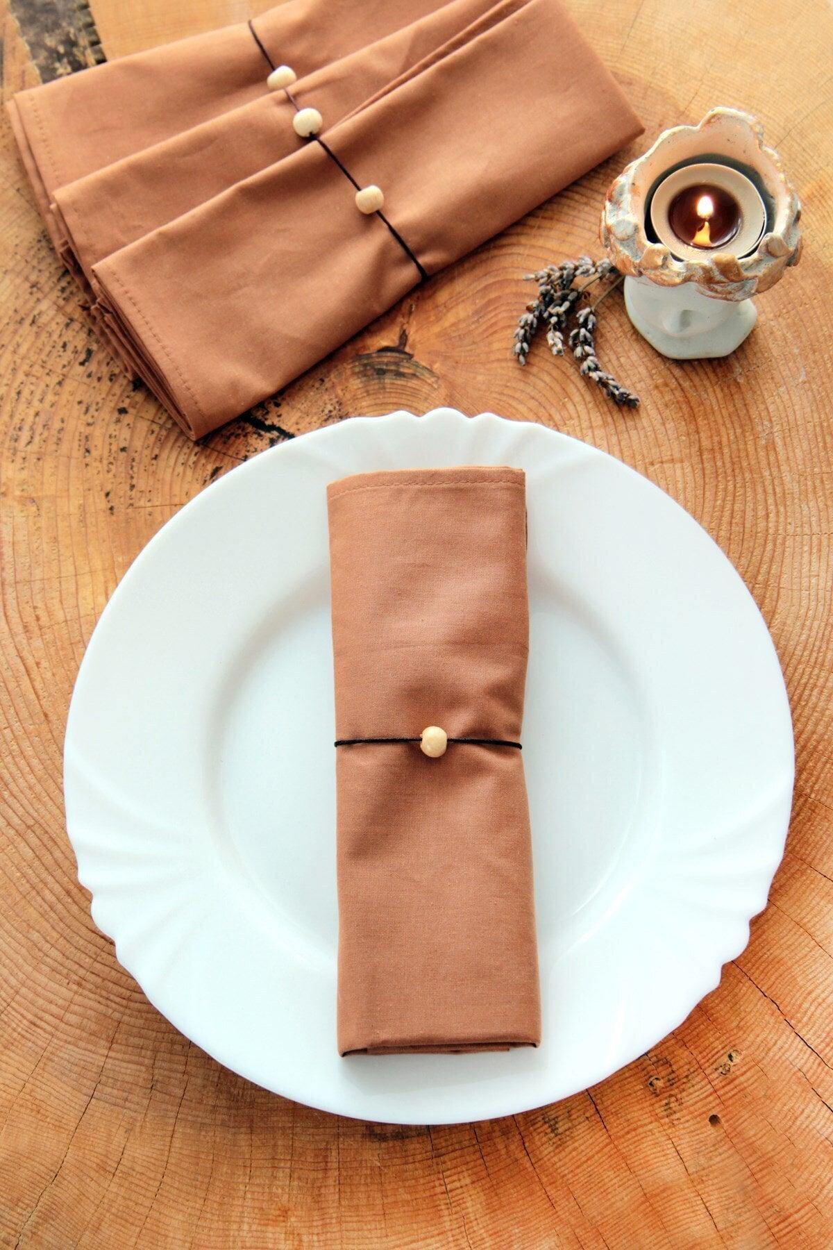 6 Pack Brown Cotton Fabric Service Serving Napkin - Swordslife