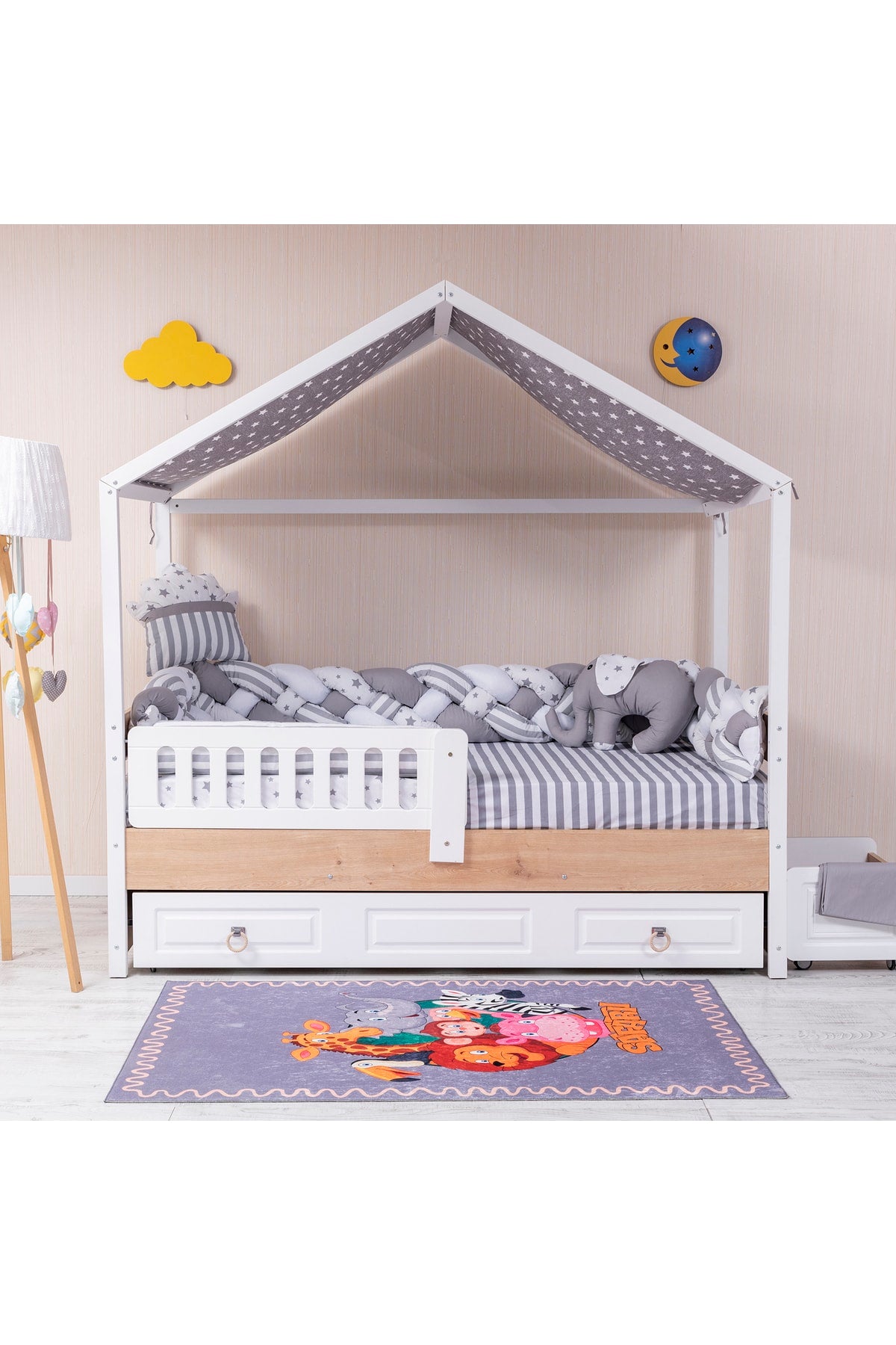 Minibaby Gray Elephant 3-Piece Knitted Montessori Baby Kids Sleeping Set