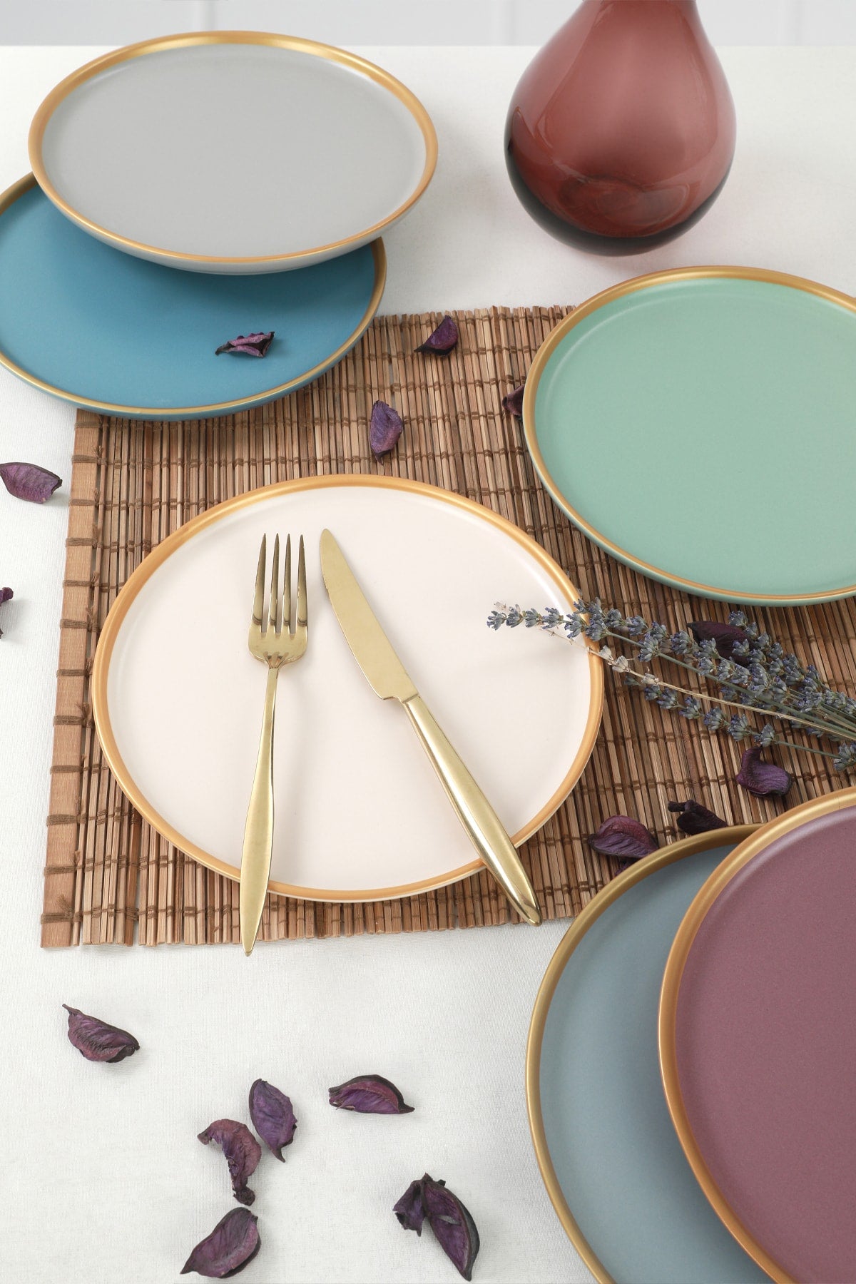 Matte Rainbow Gold Mesh Nordic Cake Plate 22 Cm 6 Pieces