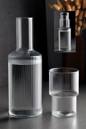 1Lt Glass Lux Bedside Jug With Glass