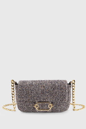 Women'S Tweed Black Chain Magnet Closure Crossbody Bag 225