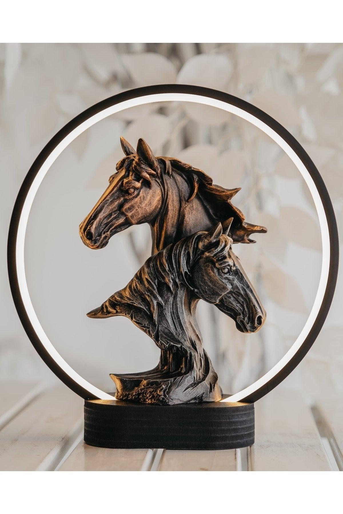 Decorative Twin Horses Table Lamp Trinket - Swordslife