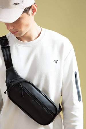Men'S Large Faux Leather Waist Bag