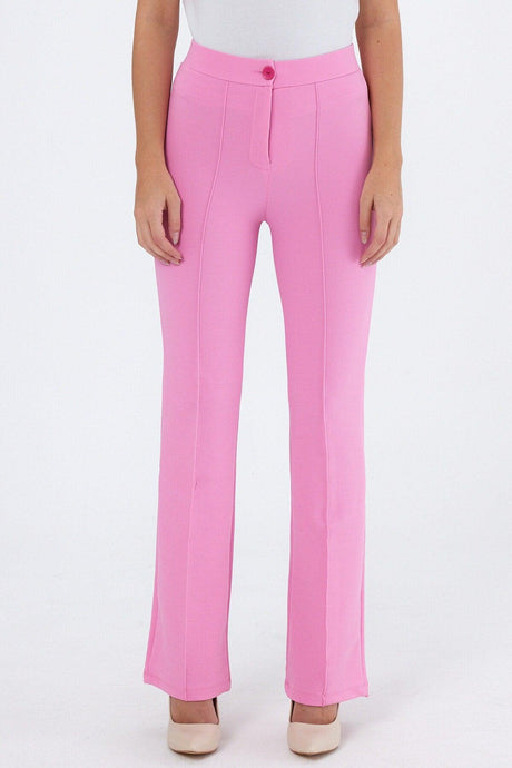 Women's Pink High Waist Gatherer Bell Toe Palazzo Pants - Swordslife