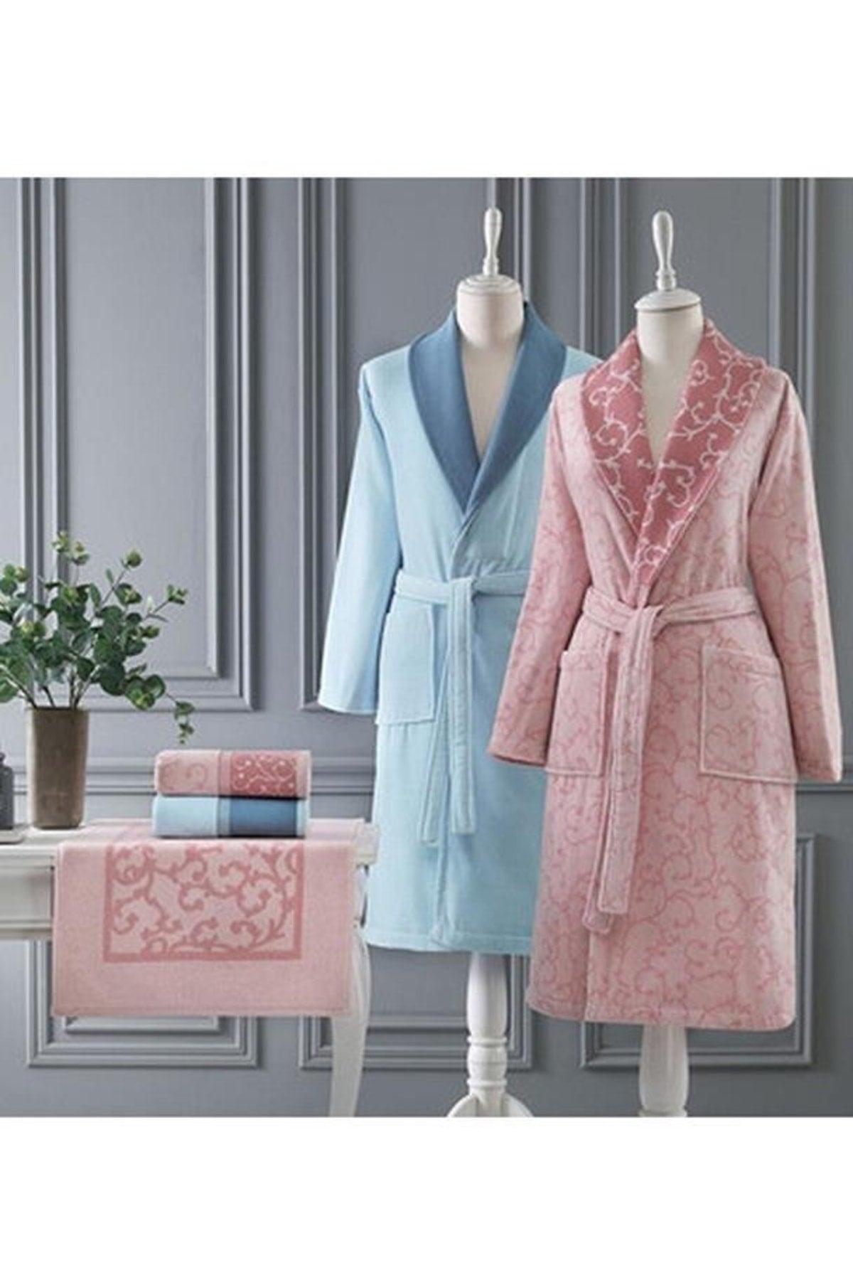 Bathrobe Set Jalen Happy Set Family Set 5 Pieces Blue-pink - Swordslife