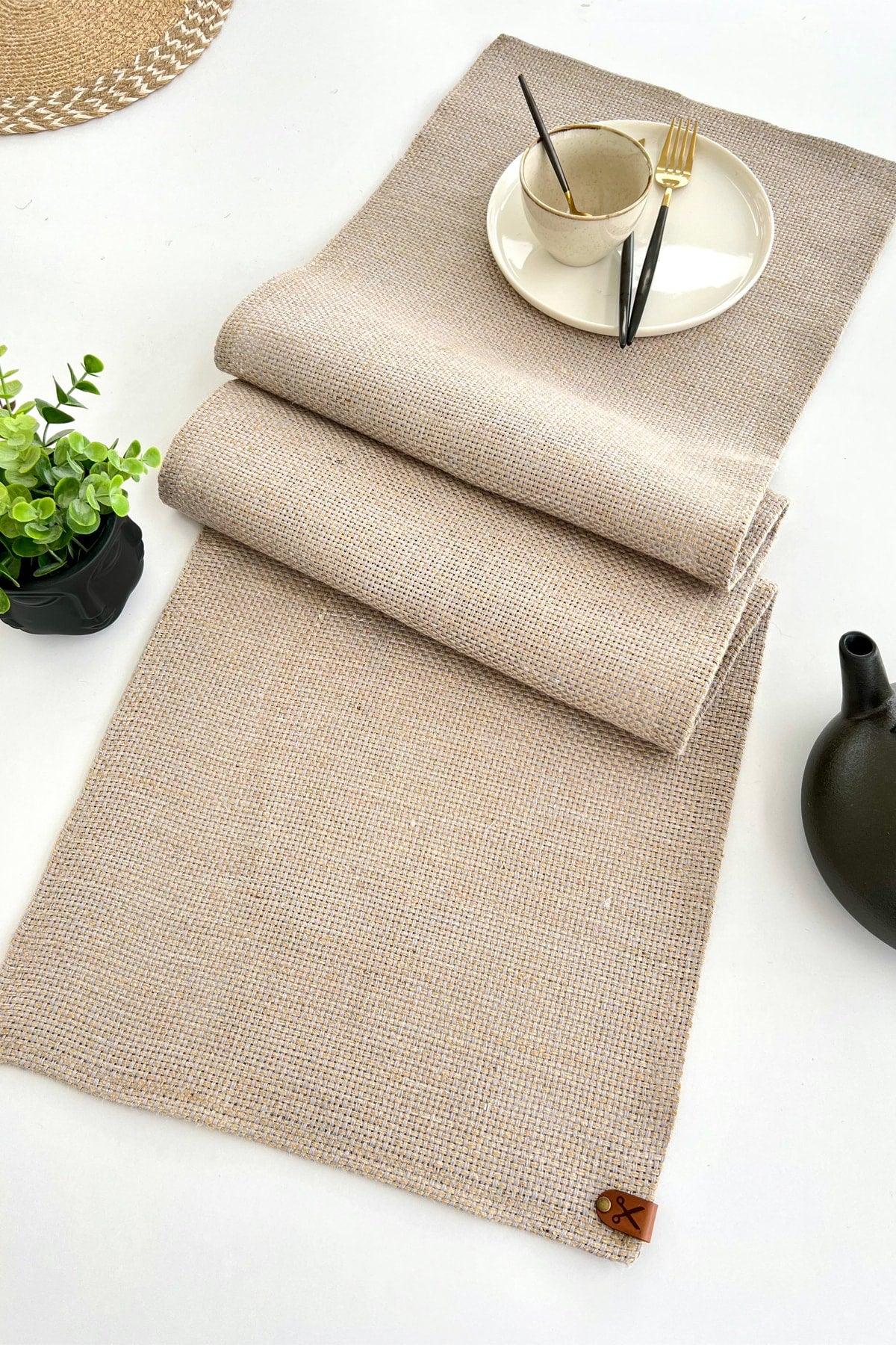 136x36cm Rectangular Straw Jute Runner Ranır / Living Room Kitchen Table Cloth / Console Cover - Grey/natural - Swordslife