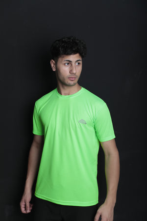 Neon Bright Green Sweat Absorbent Outdoor Performance Sports T-Shirt