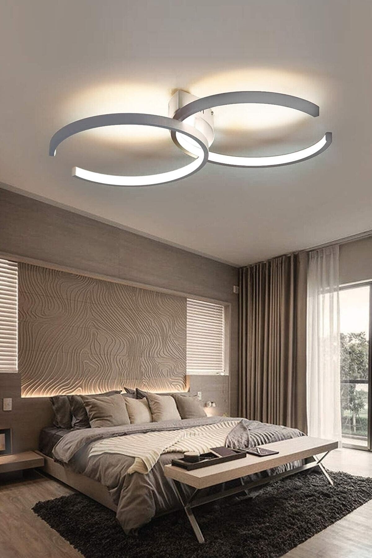 Noris Modern Design White Color Living Room Kitchen Hall White Led 2-Piece Chandelier