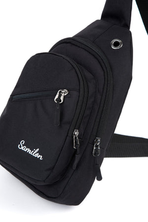 Unisex Impertex Fabric Black Cross Shoulder Chest Bag