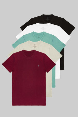 Standard Men'S Crew Neck Basic 100% Cotton 5-Pack T-Shirt