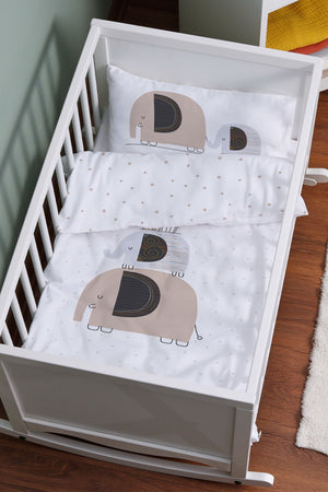 Mother'S Side Crib Duvet Cover Set (60X100) - Pure Baby Series - Elephants And Houses