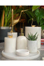 Decorative White Marble Gold Bird Swan Detailed 7 Pcs Bathroom Set - Swordslife