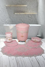 Aplique Lux Powder 6 Piece Velvet Bath Set Dirty Laundry Basket Set + Bath Mat Set - Swordslife