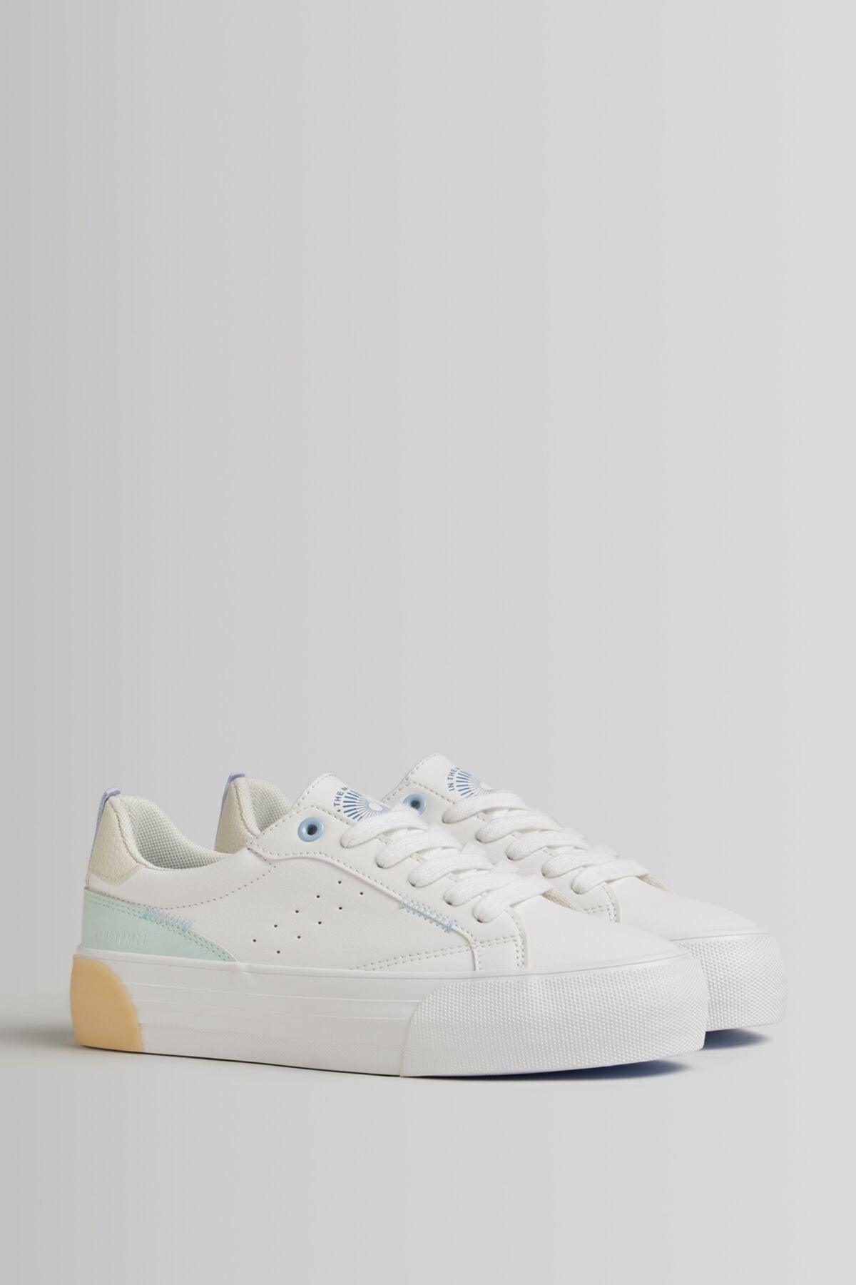 White - Contrast Platform Sneakers - Swordslife