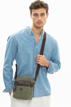 Benetton Men'S Crossbody Bag Khaki Bnt1013