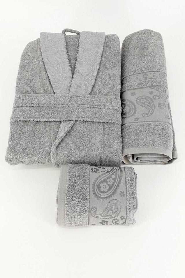 Gray Single 3 Piece Bathrobe Set Set - Swordslife