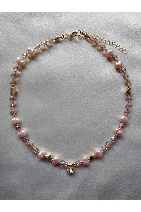 White Glitter Tip Baroque Pearl Heart Bead Necklace - Swordslife