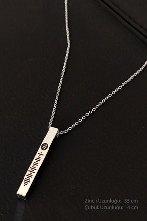 Unisex Spotify Coded Silver Color Bijouterie Stick Bar Necklace Chain - Swordslife