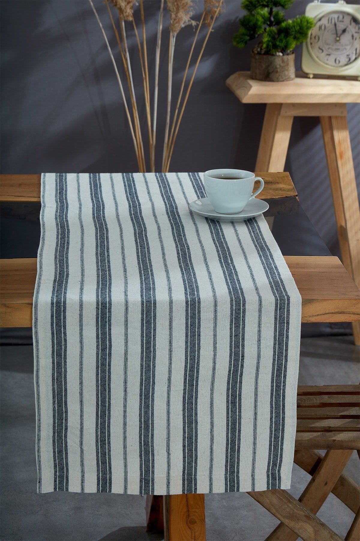 Washed Cotton Navy Blue Runner Table Cloth 50x150 Cm - Swordslife