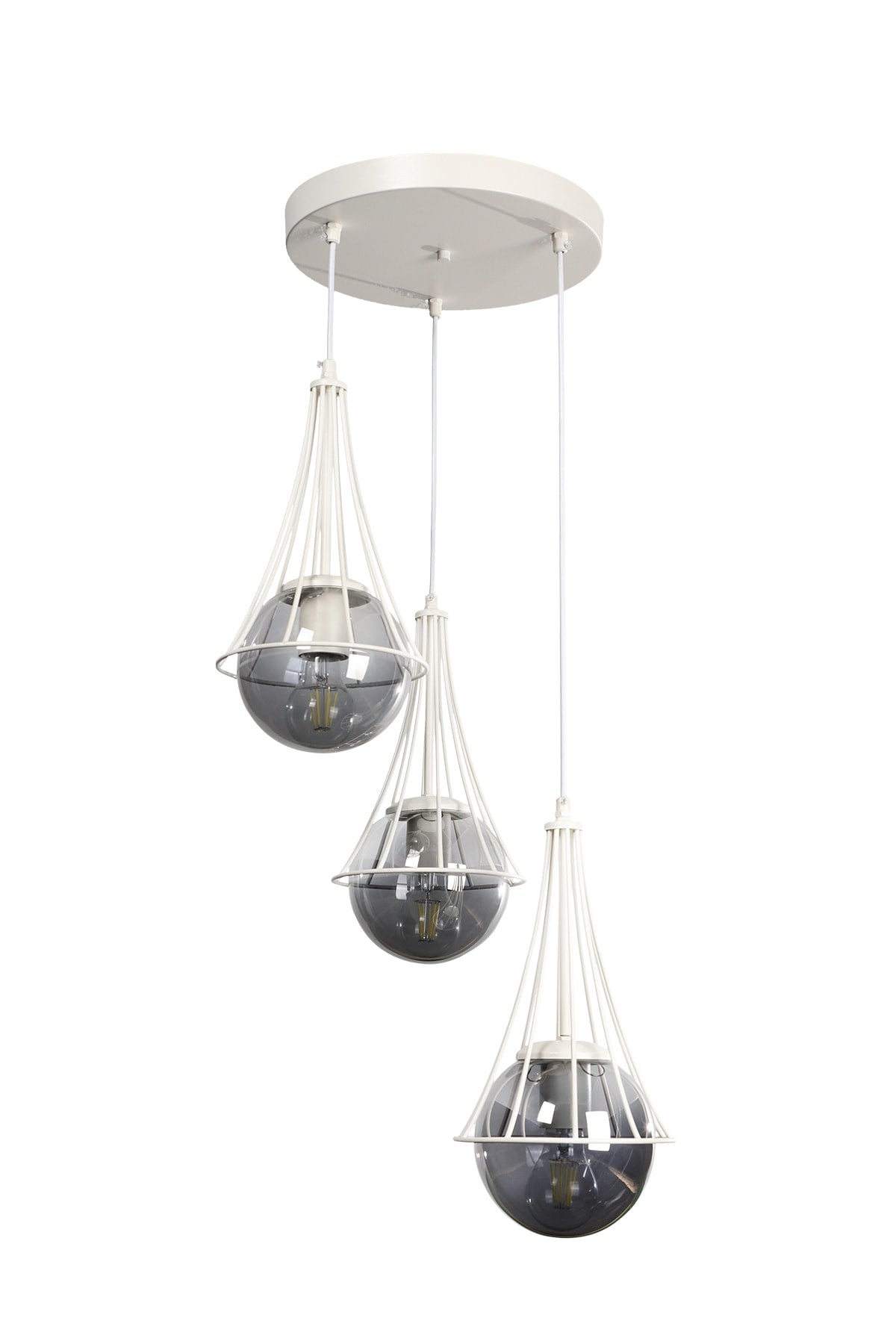 Lapis 3rd White-smoked Globe Glass Chandelier